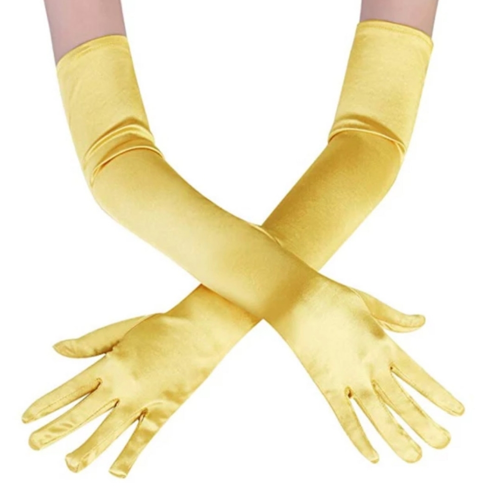 Sunny Yellow Long Satin Perfect Fit Gloves for Ladies & Teens | Formal Elegant - Picture 1 of 1